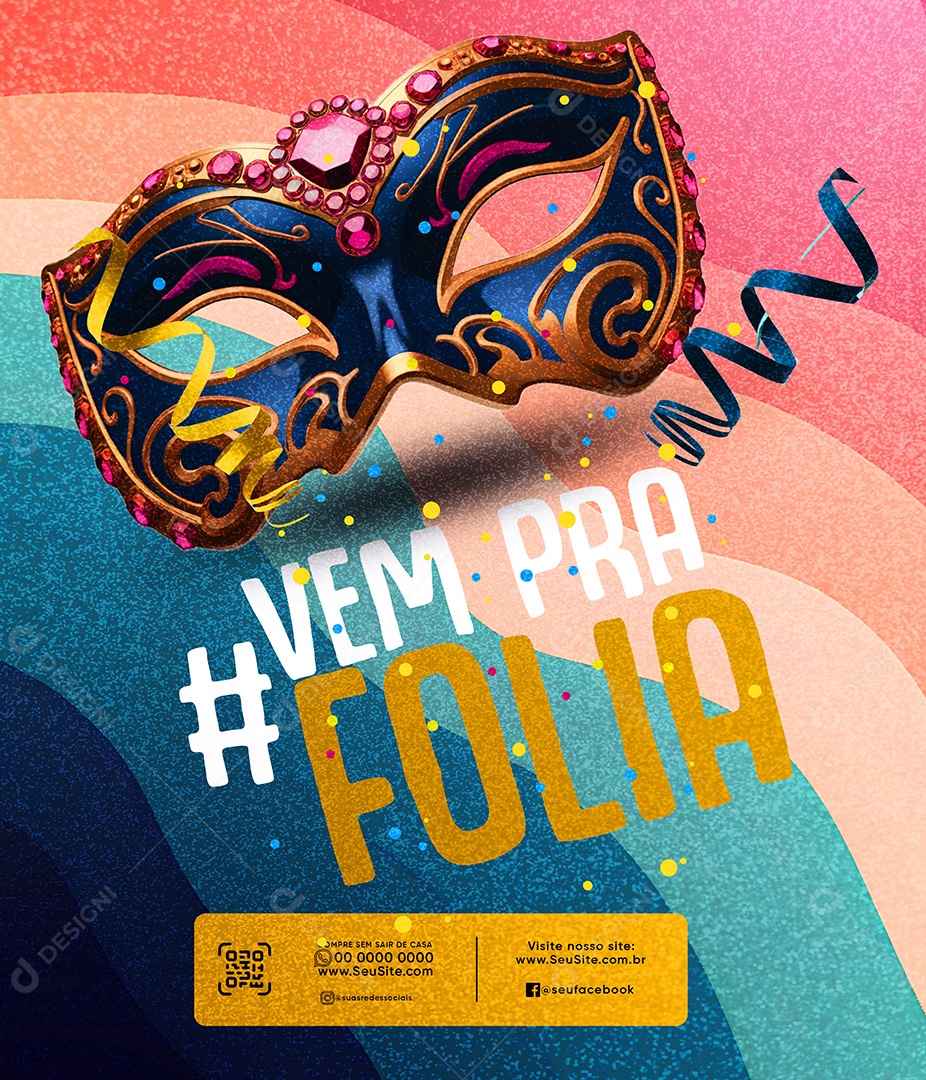Carnaval Vem Pra Folia Social Media PSD Editável