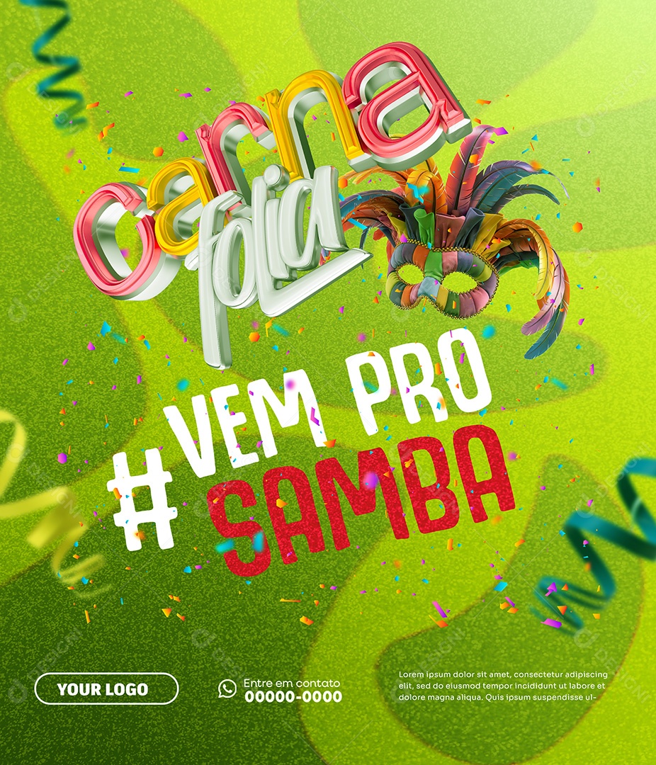 Carnaval Vem Pro Samba Social Media PSD Editável