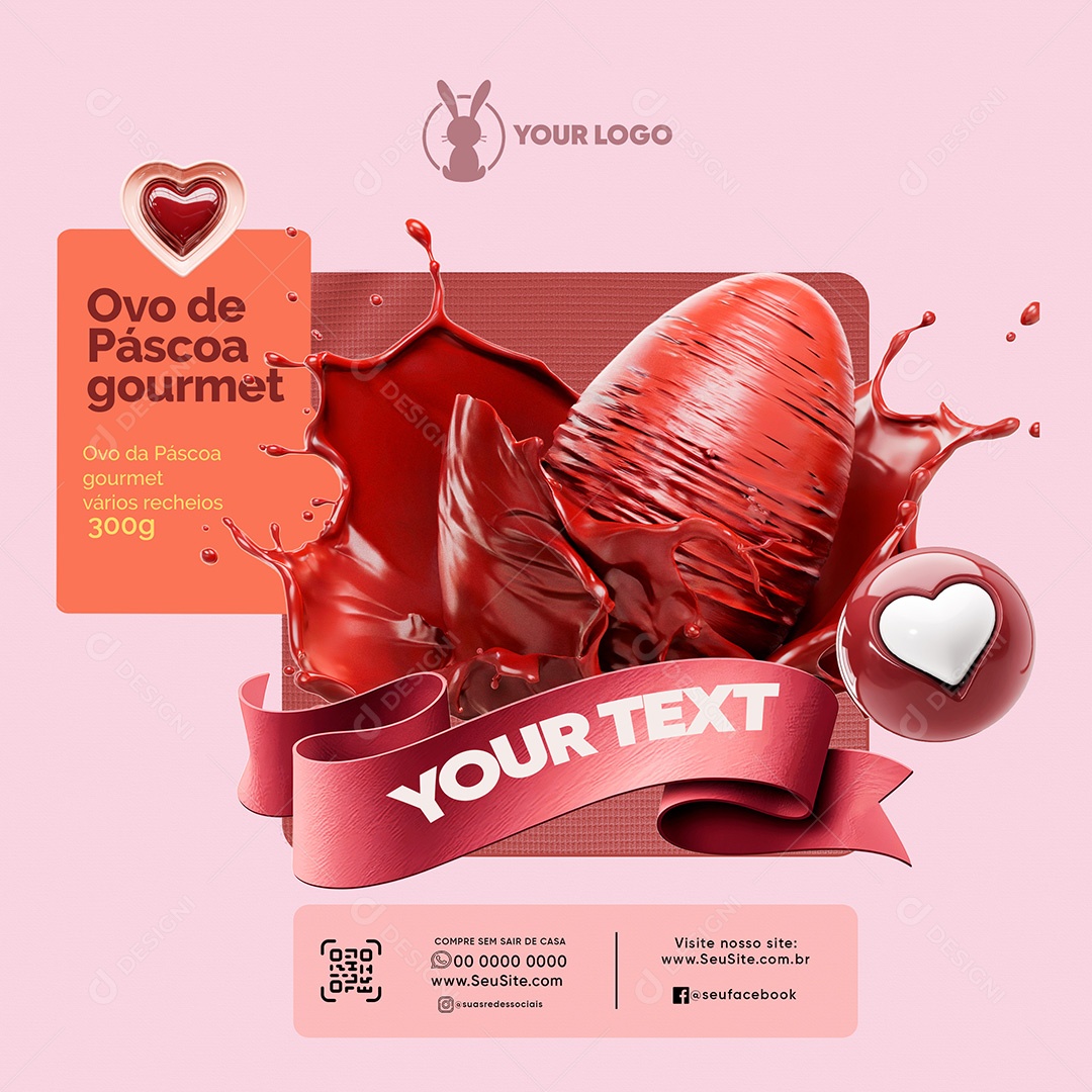 Promoções de Páscoa Ofertas de Ovos Social Media PSD Editável