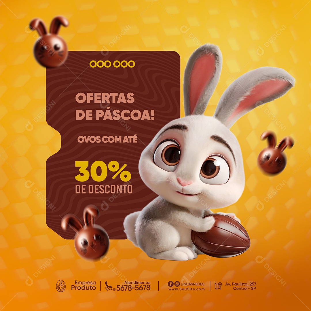 Promoções de Páscoa Ofertas Social Media PSD Editável