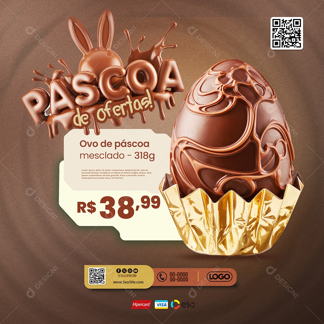 Promoções de Páscoa Social Media PSD Editável