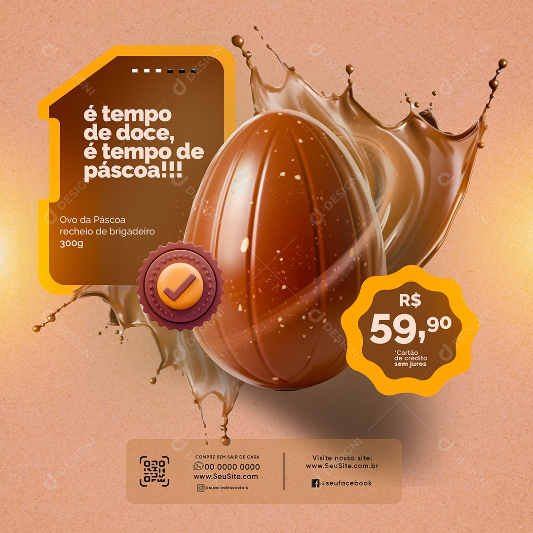 Promoções de Páscoa Tempos de Doces Social Media PSD Ediatvel