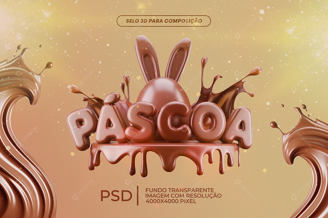 Selo 3D de Páscoa Para Composição PSD
