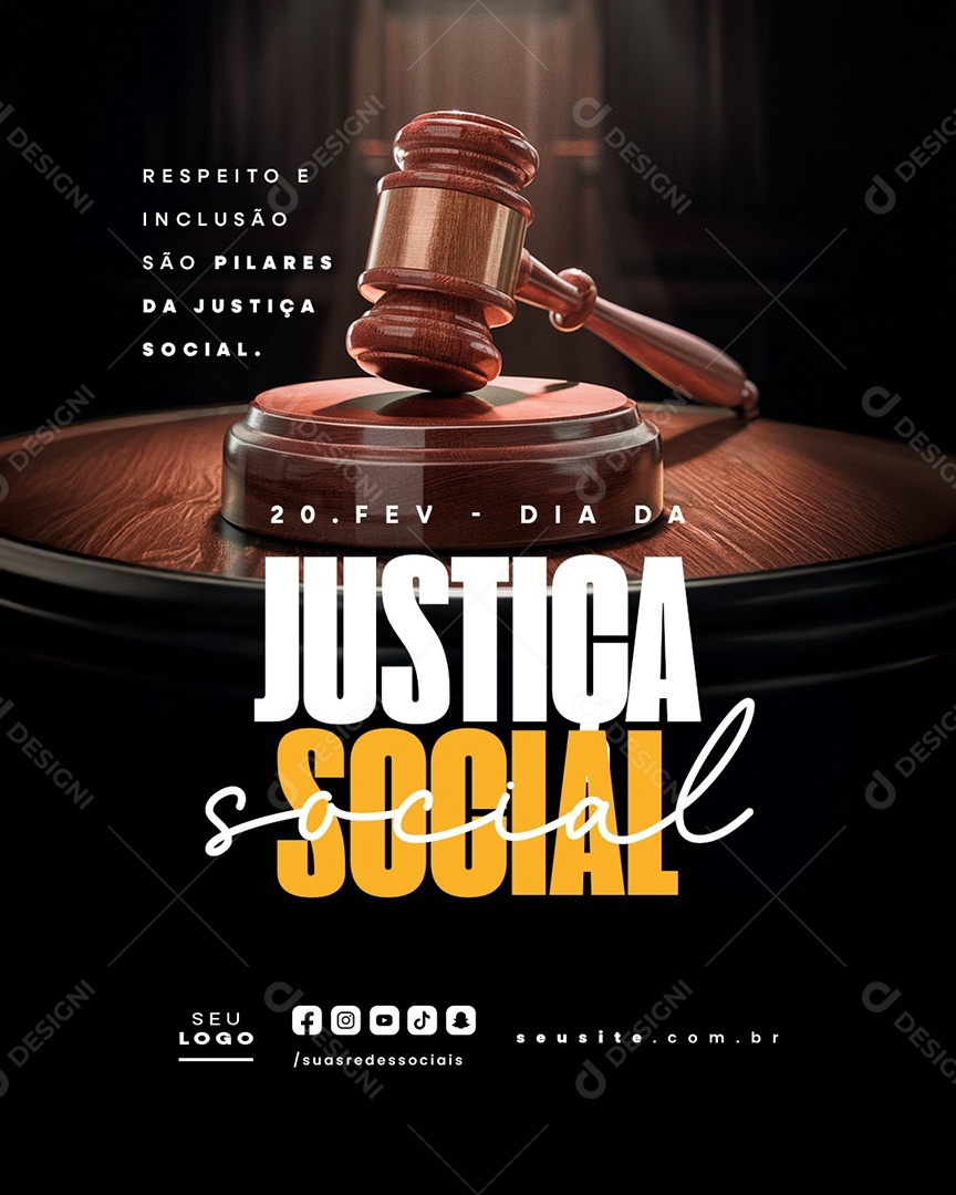 Dia da Justiça Social 20 de Fevereiro Social Media PSD Editável