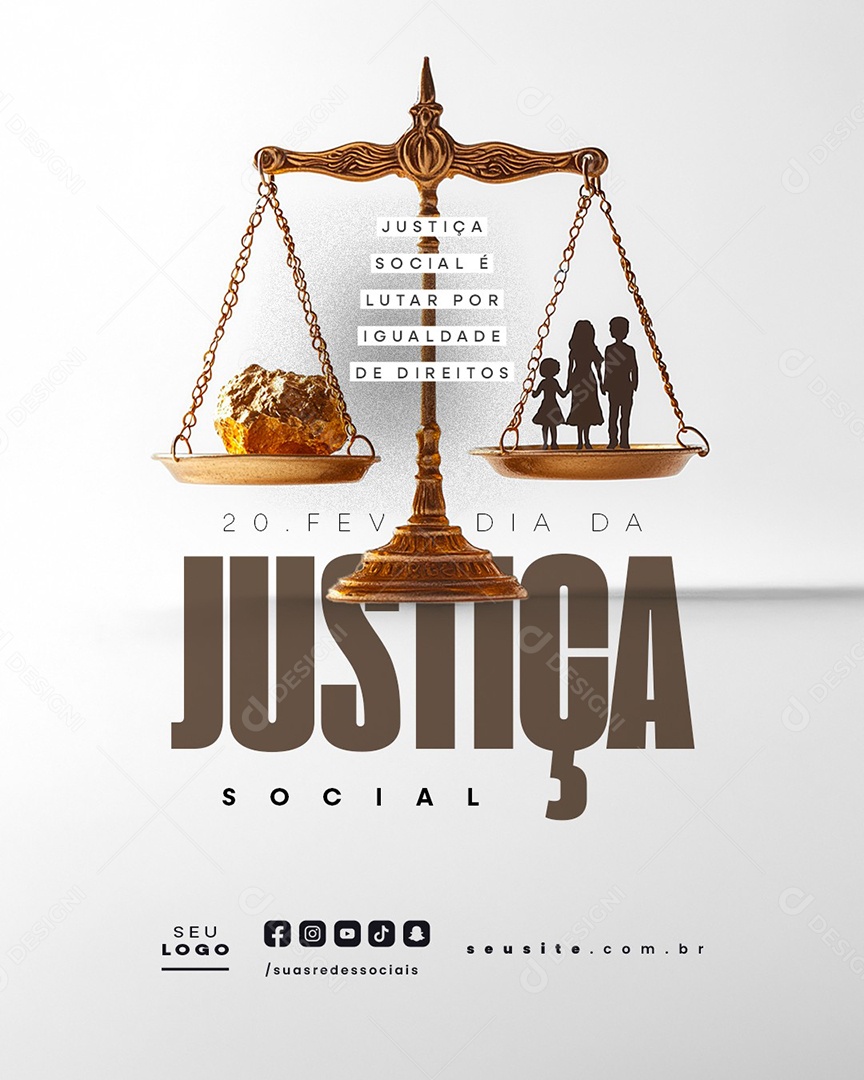 Dia da Justiça Social 20 de Fevereiro Lutar Por Igualdade Social Media PSD Editável