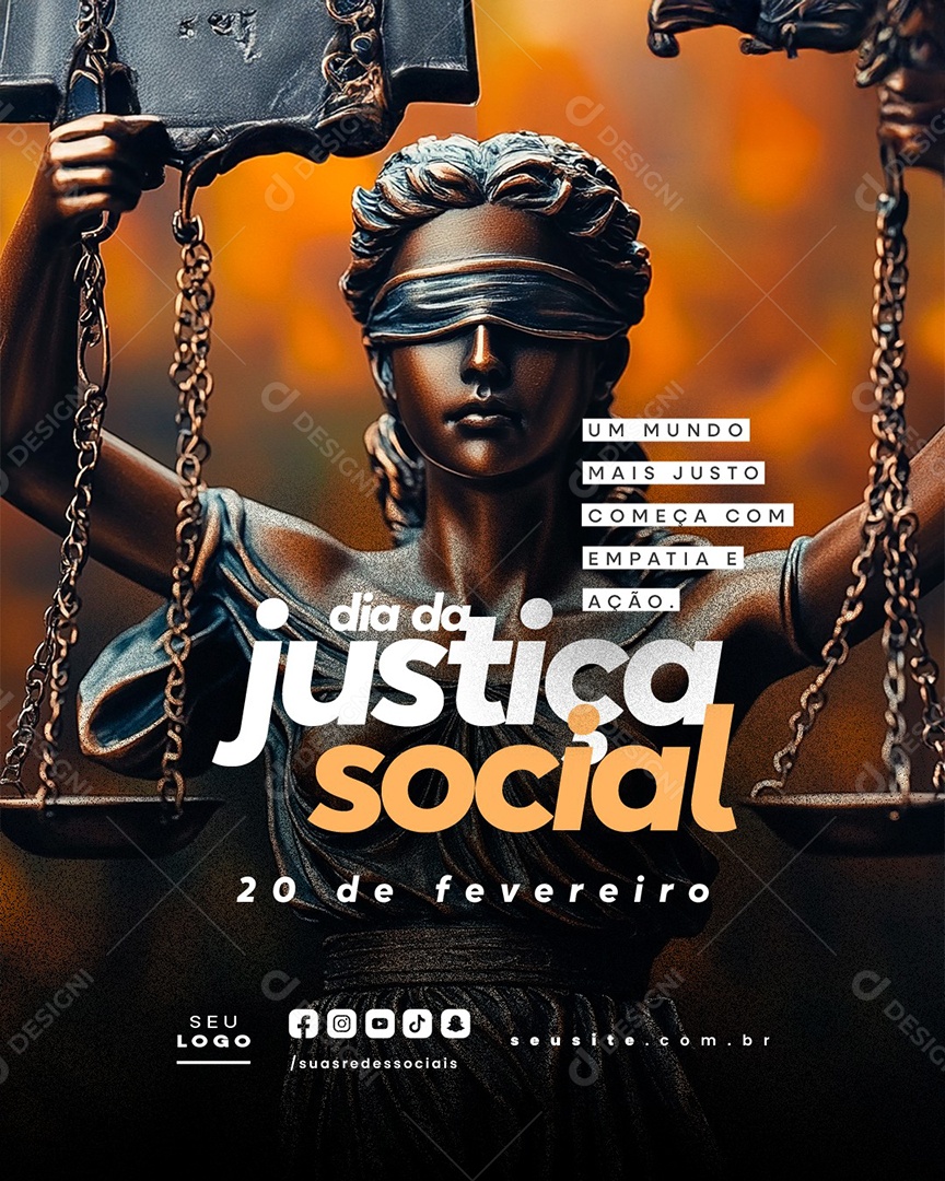 Dia da Justiça Social 20 de Fevereiro Social Media PSD Editável