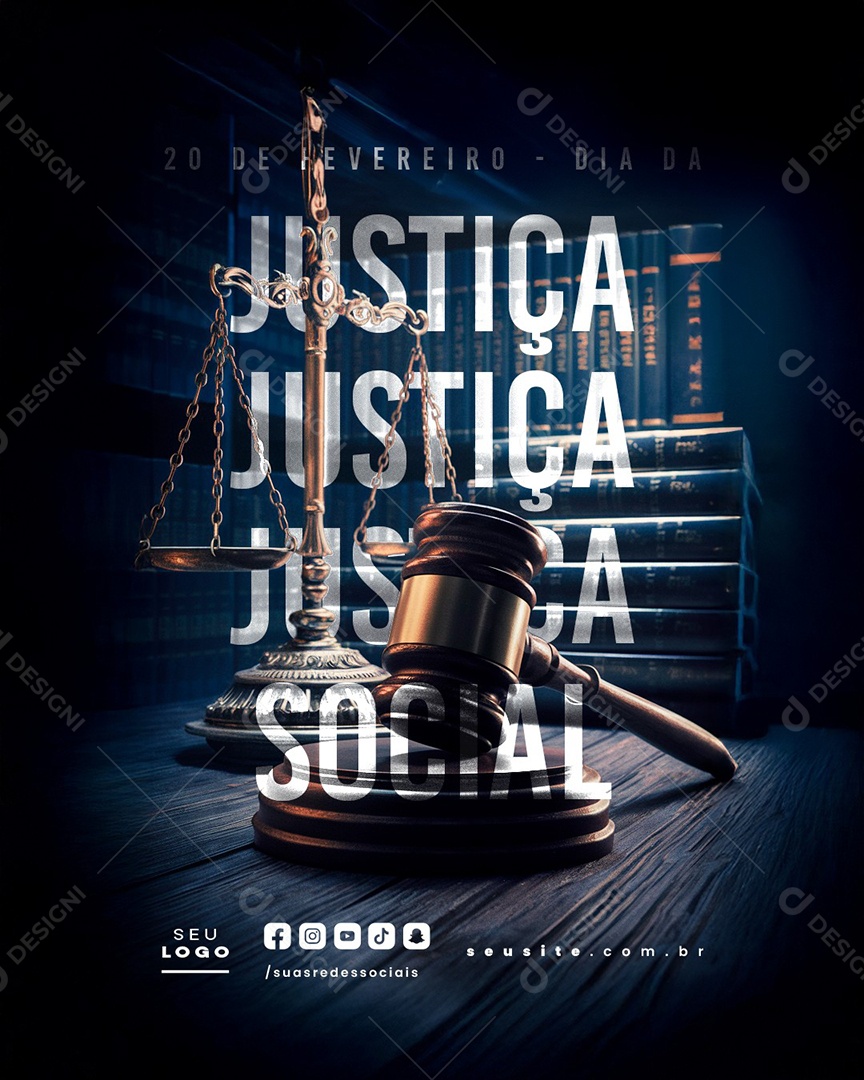 Dia da Justiça Social 20 de Fevereiro Social Media PSD Editável