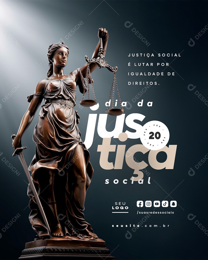 Dia da Justiça Social 20 de Fevereiro Igualdade de Direitos Social Media PSD Editável