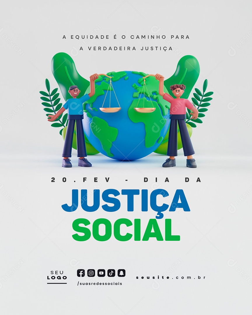 Dia da Justiça Social 20 de Fevereiro Social Media PSD Editável