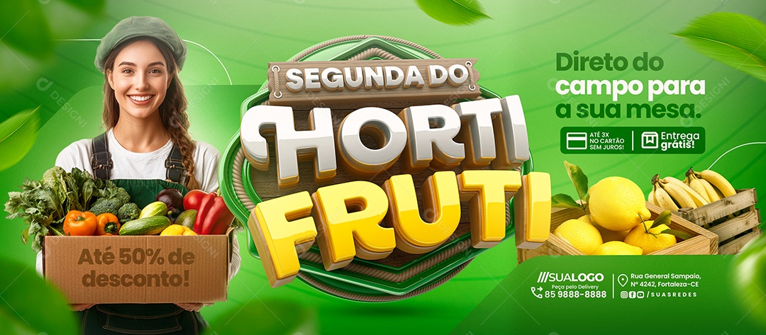 Banner Segunda Do Hortifruti Direto do Campo Social Media PSD Editável