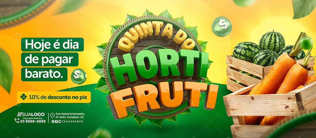 Banner Quinta Do Hortifruti Hoje é Dia de Pagar Barato Social Media PSD Editável
