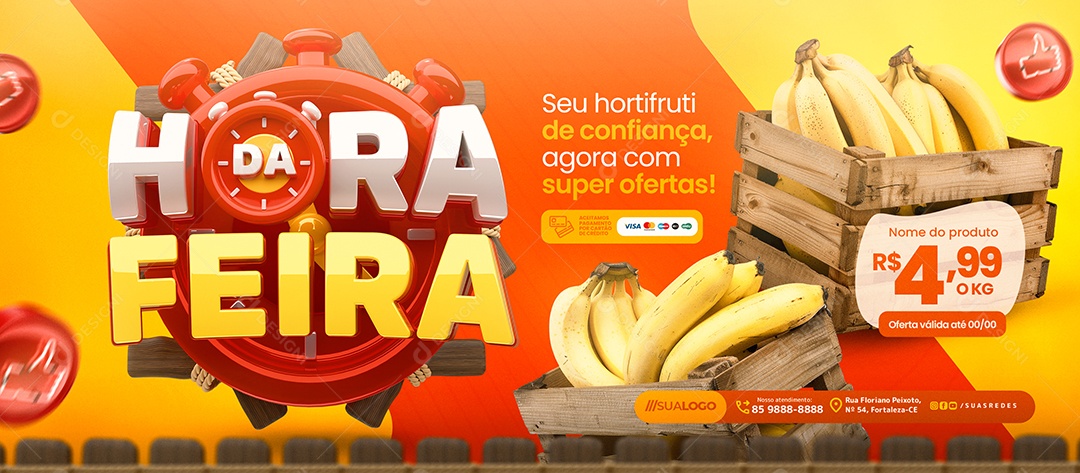 Banner Hora Da Feira Seu Hortifruti de Confiança Social Media PSD Editável