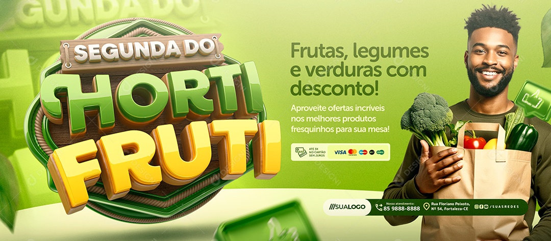 Banner Segunda Do Hortifruti Frutas Legumes e Verduras Social Media PSD Editável