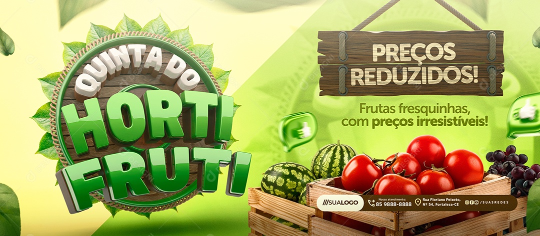 Banner Quinta Do Hortifruti Frutas Fresquinhas Social Media PSD Editável