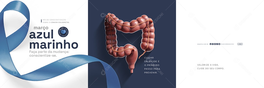 Carrossel Março Azul Marinho Mês de Conscientização Social Media PSD Editável