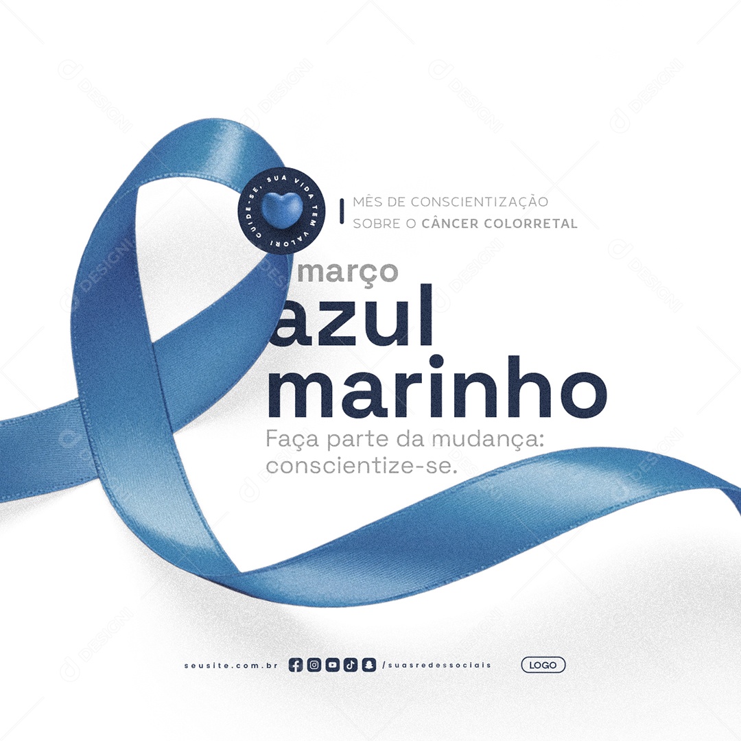 Março Azul Marinho Faça Parte da Mudança Social Media PSD Editável