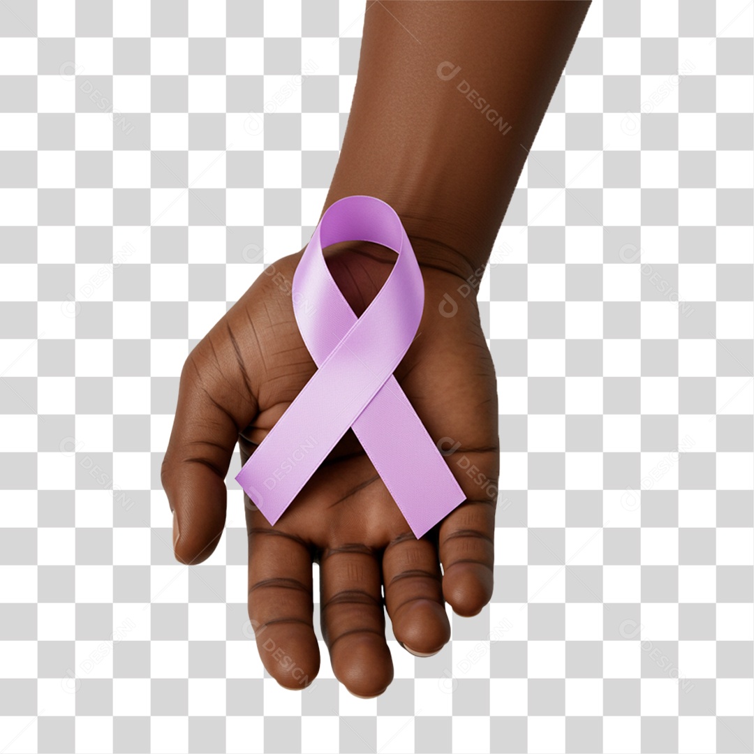Mão Segurando Fita Roxa PNG Transparente