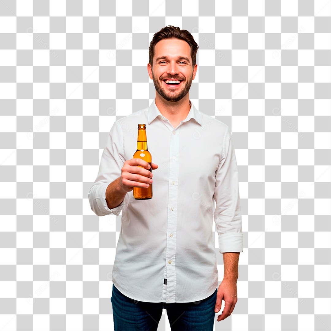 Homem Segurando Cerveja PNG Transparente