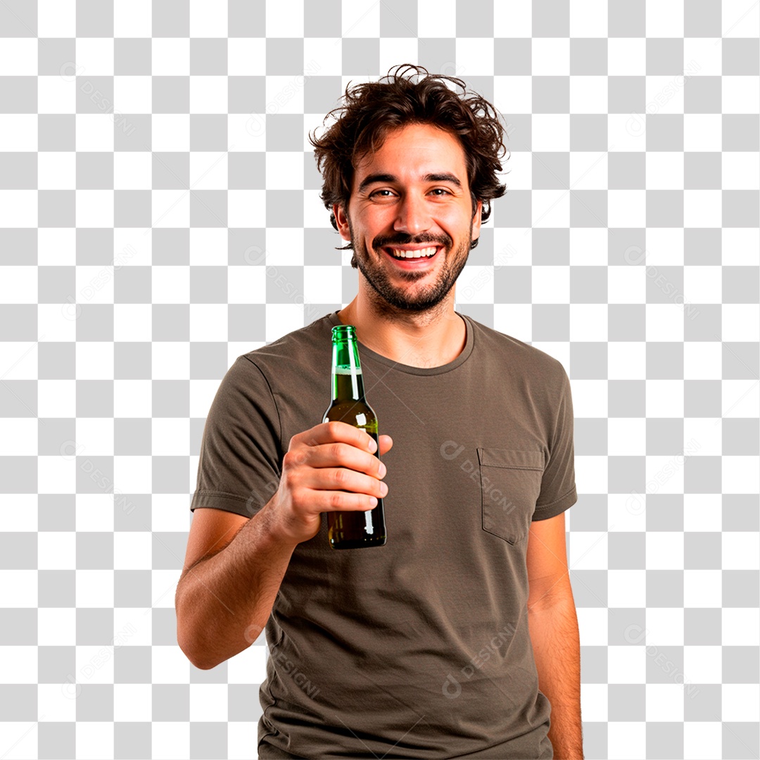 Homem Tomando Cerveja PNG Transparente