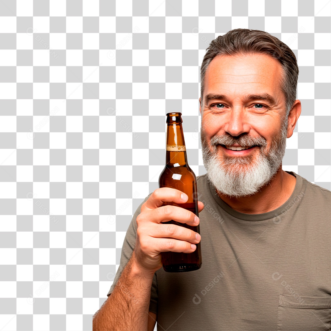 Homem Tomando Cerveja PNG Transparente