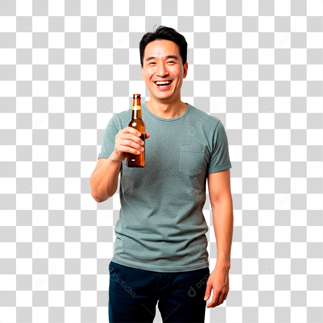 Homem Tomando Cerveja PNG Transparente