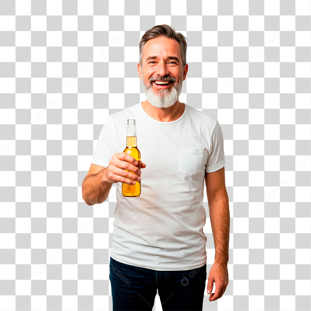 Homem Tomando Cerveja PNG Transparente