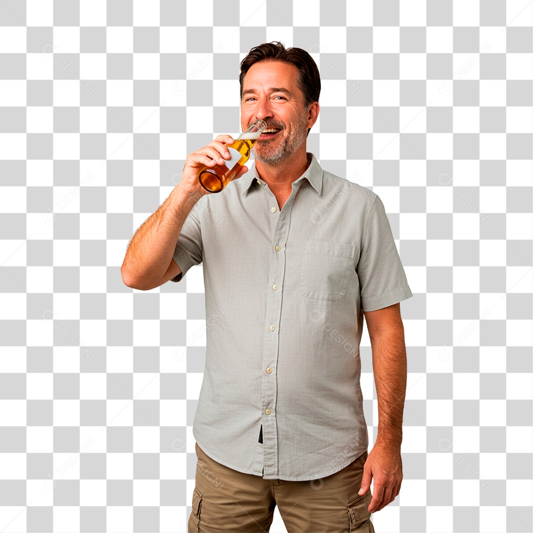 Homem Tomando Cerveja PNG Transparente