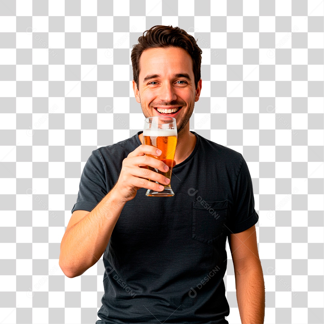 Homem Tomando Cerveja PNG Transparente
