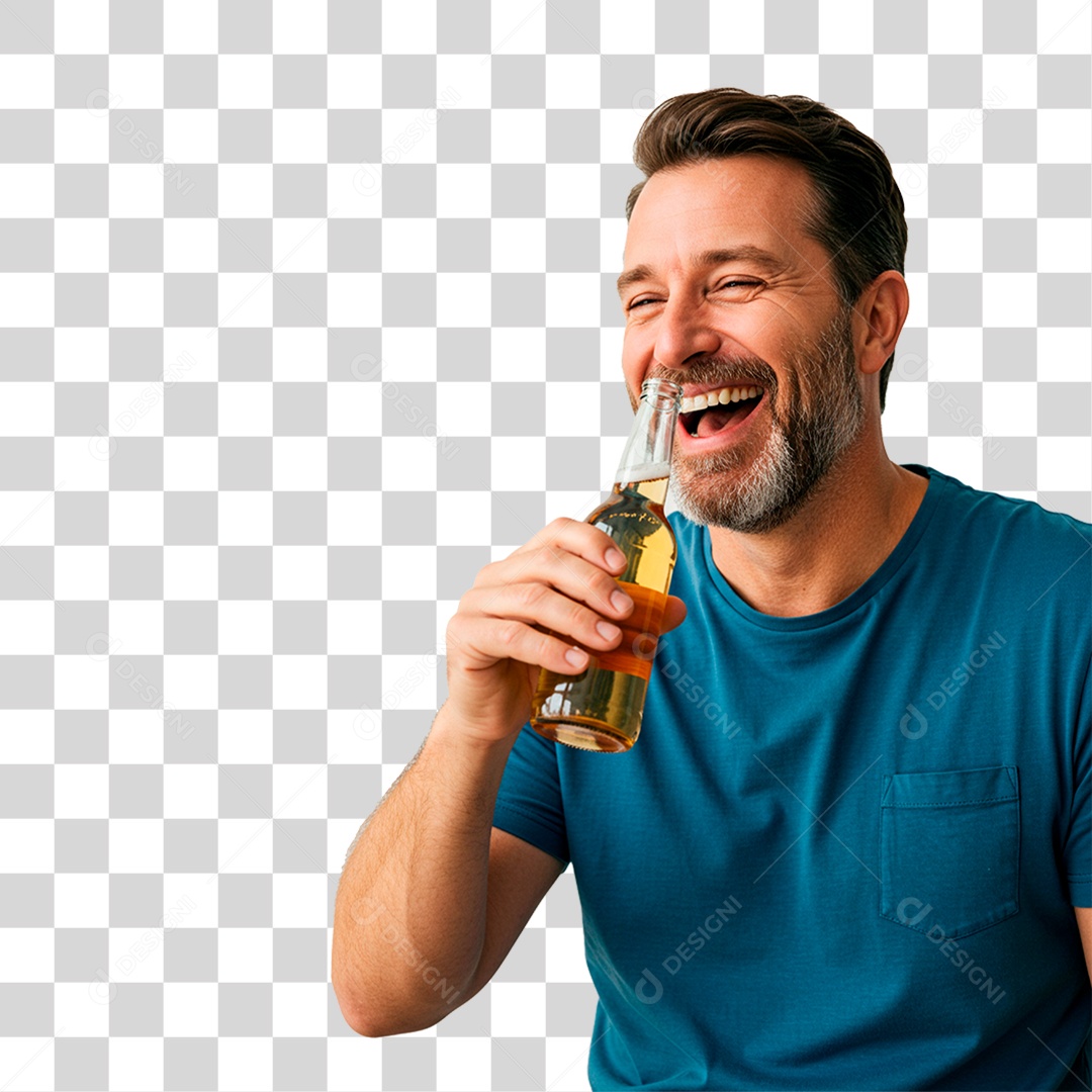 Homem Tomando Cerveja PNG Transparente