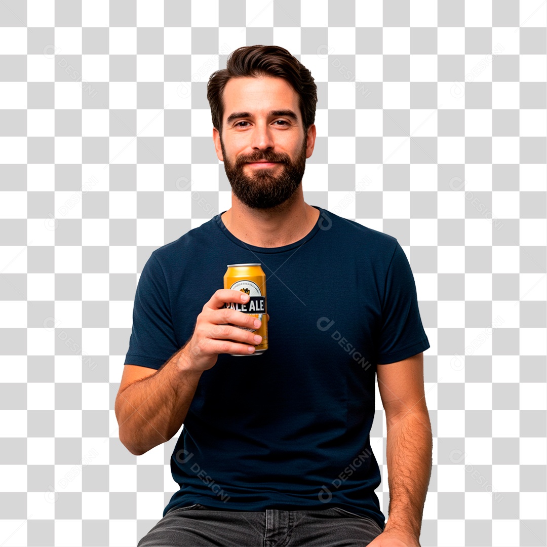 Homem Tomando Cerveja PNG Transparente