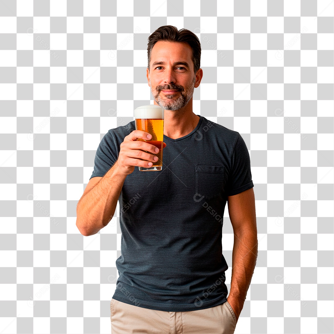 Homem Tomando Cerveja PNG Transparente