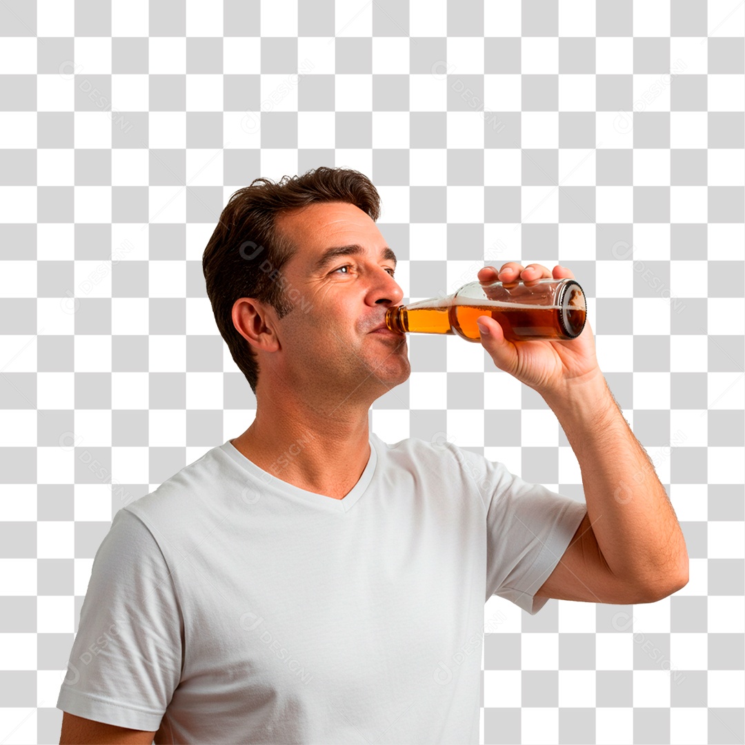 Homem Tomando Cerveja PNG Transparente