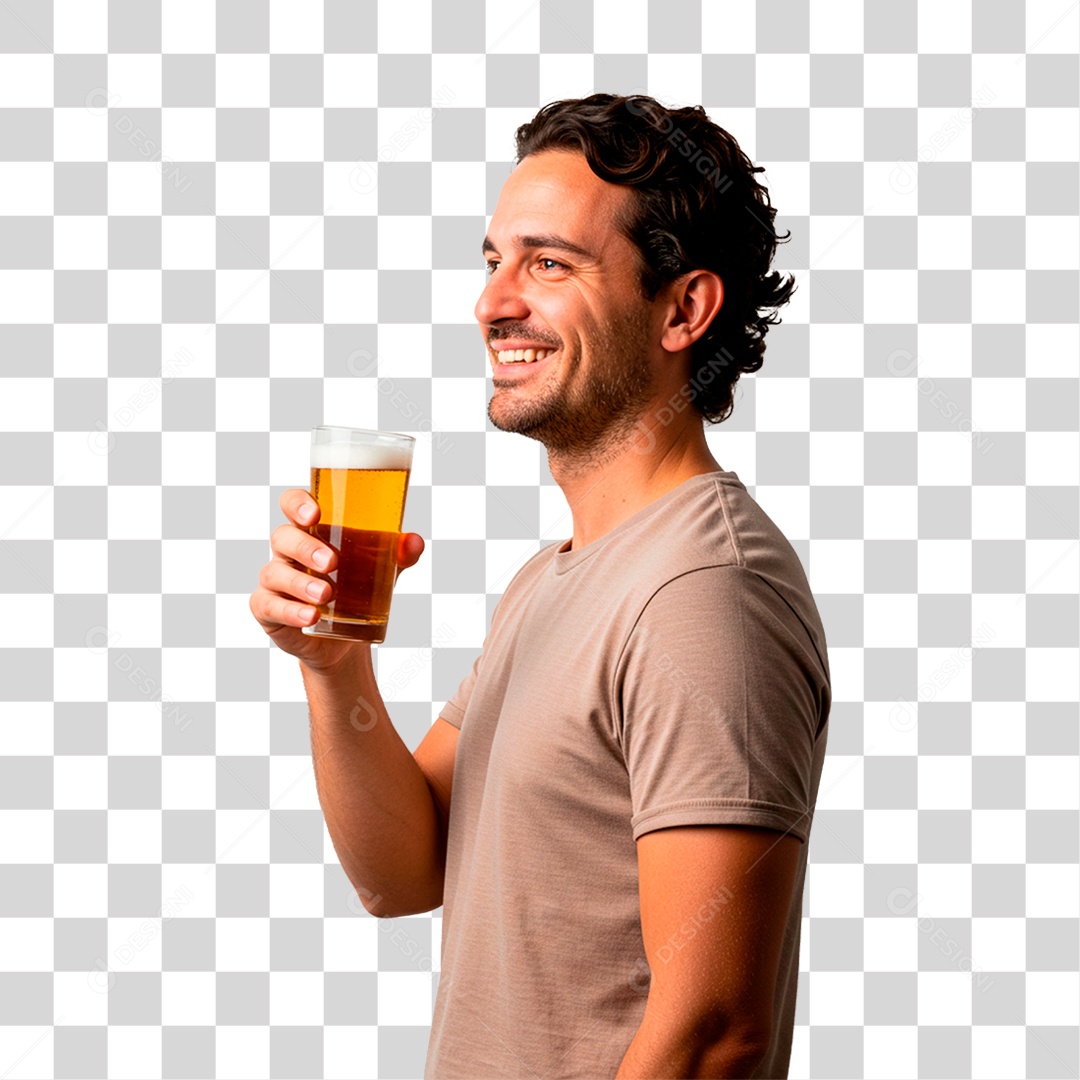 Homem Tomando Cerveja PNG Transparente