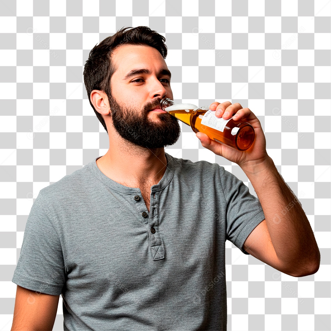 Homem Tomando Cerveja PNG Transparente
