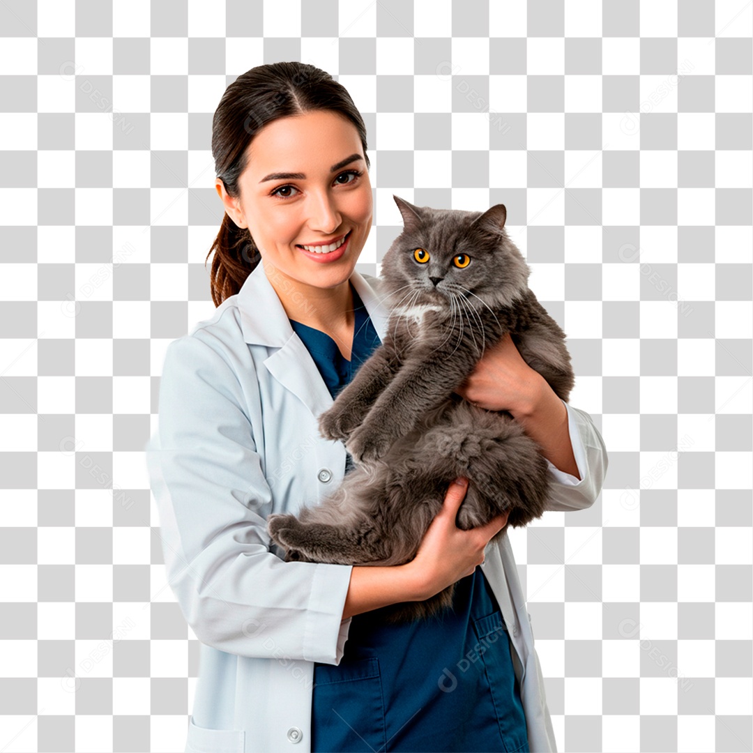 Mulher com Gato PNG Transparente