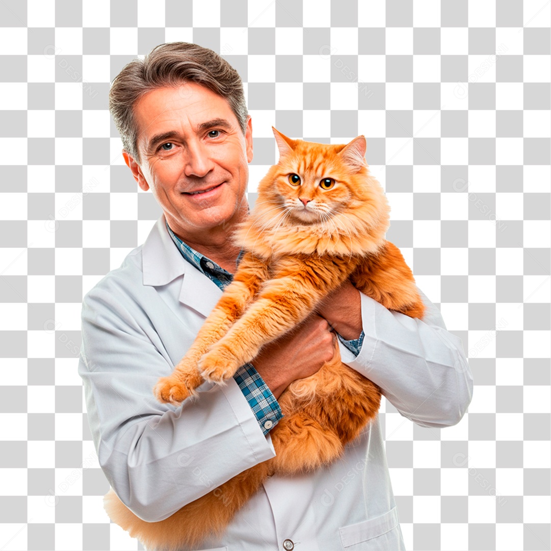 Homem com Gato PNG Transparente