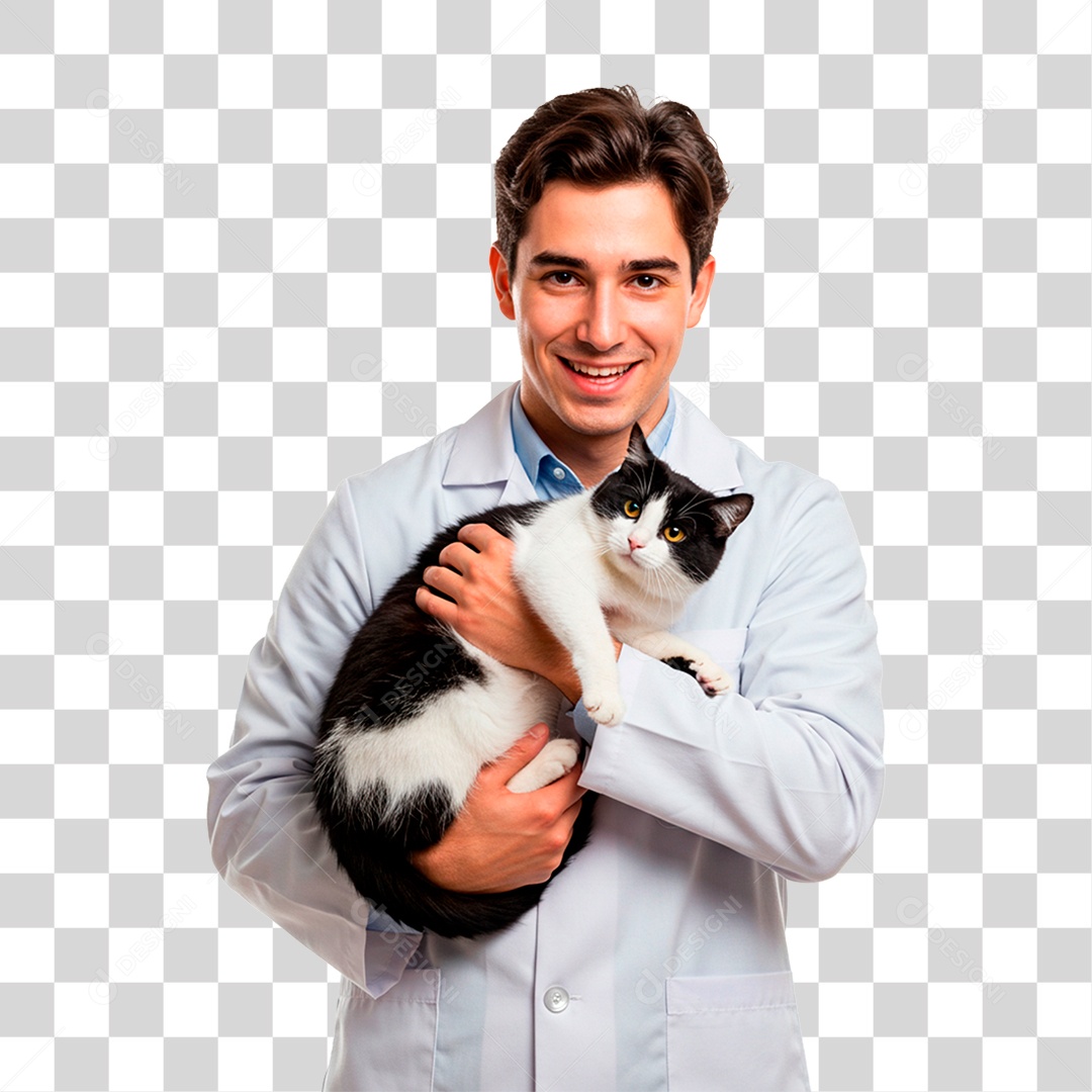 Homem com Gato PNG Transparente