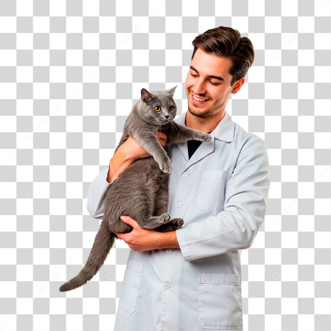 Homem com Gato PNG Transparente