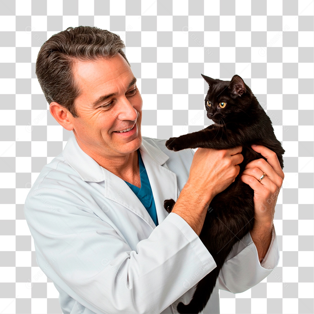 Homem com Gato PNG Transparente