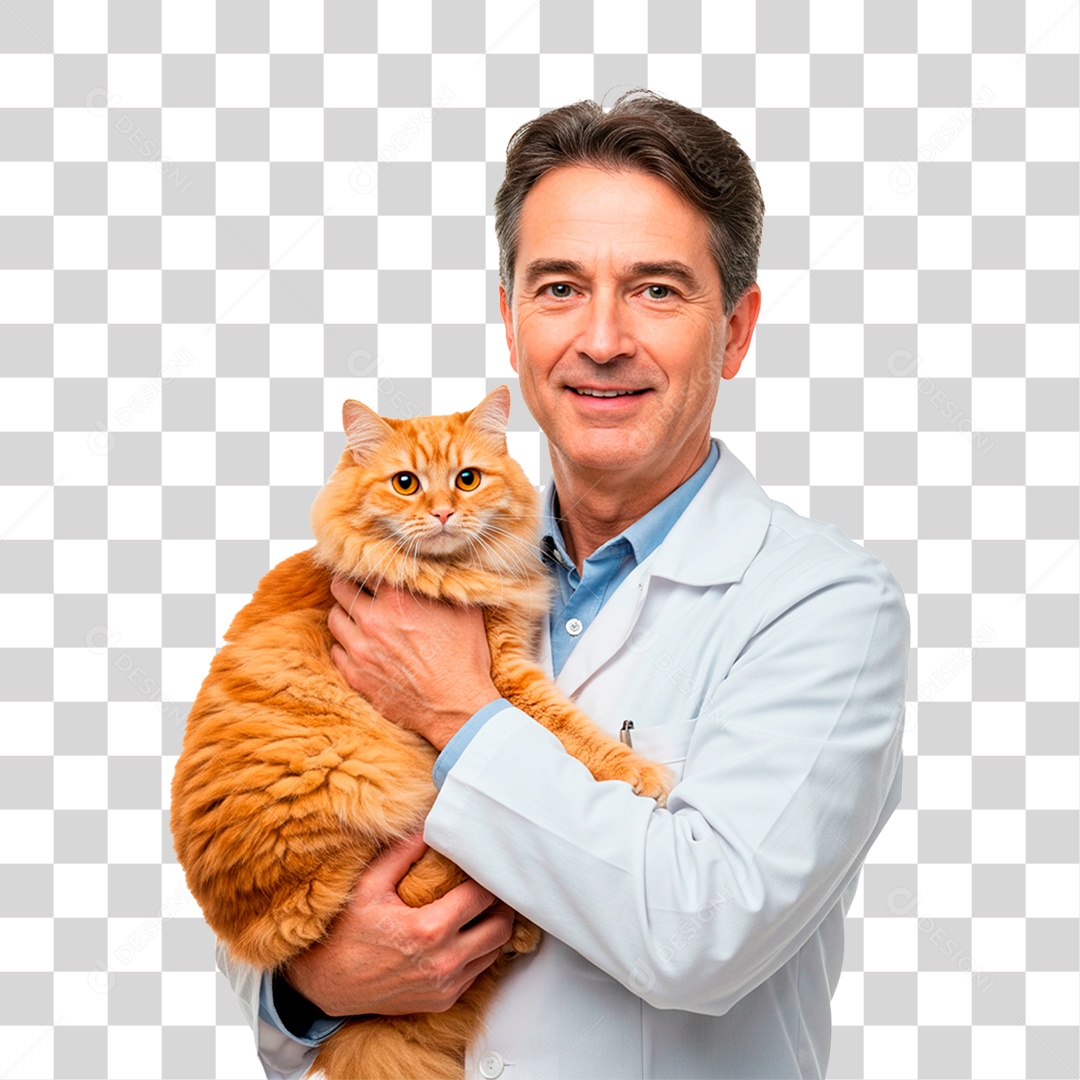 Homem com Gato PNG Transparente
