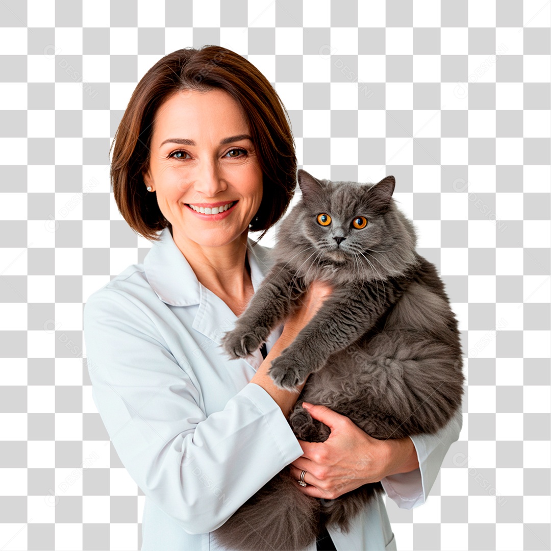 Mulher com Gato PNG Transparente
