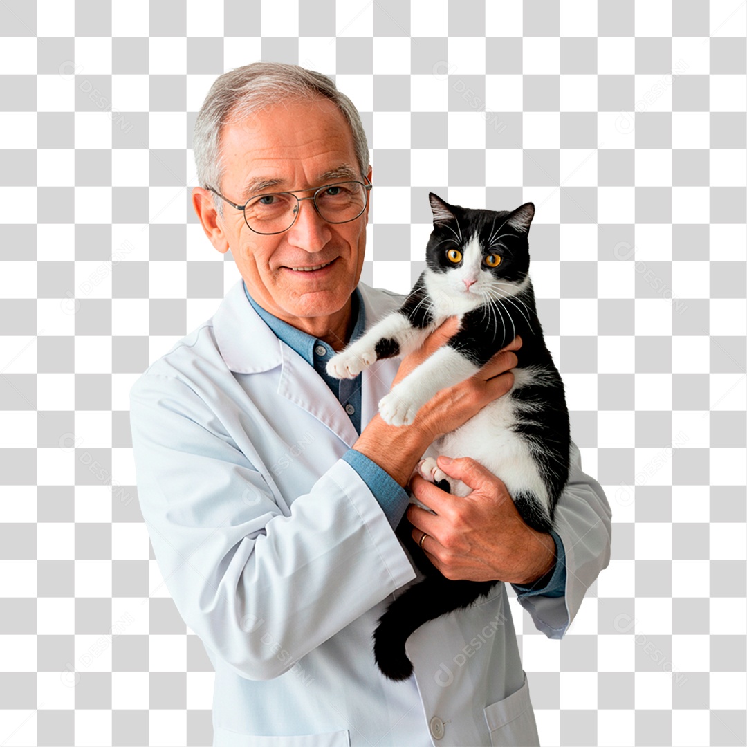 Homem com Gato PNG Transparente