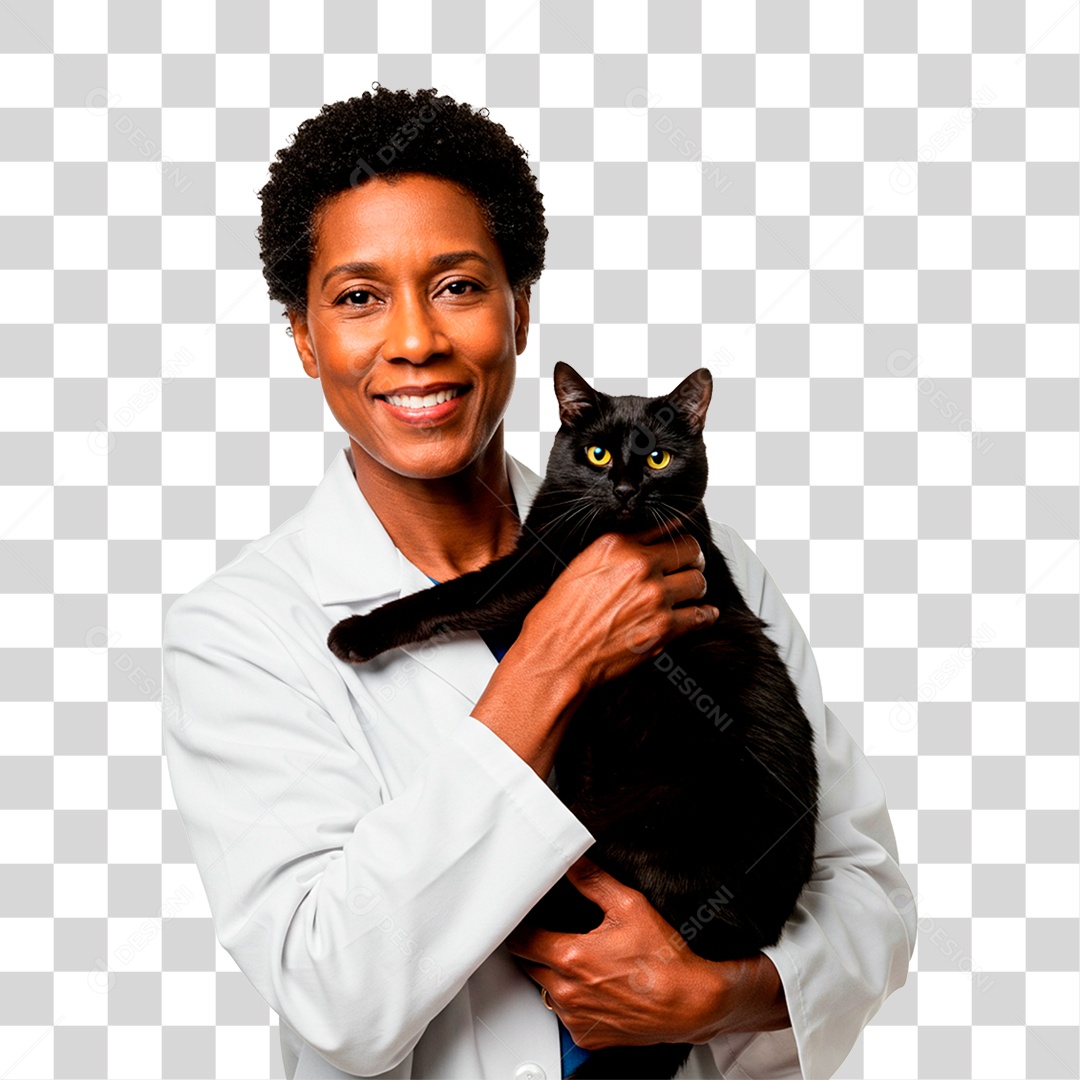 Mulher com Gato PNG Transparente