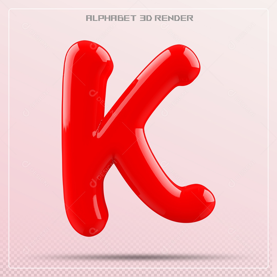 Letra Vermelha K Maiúscula Elemento 3D Para Composição PSD