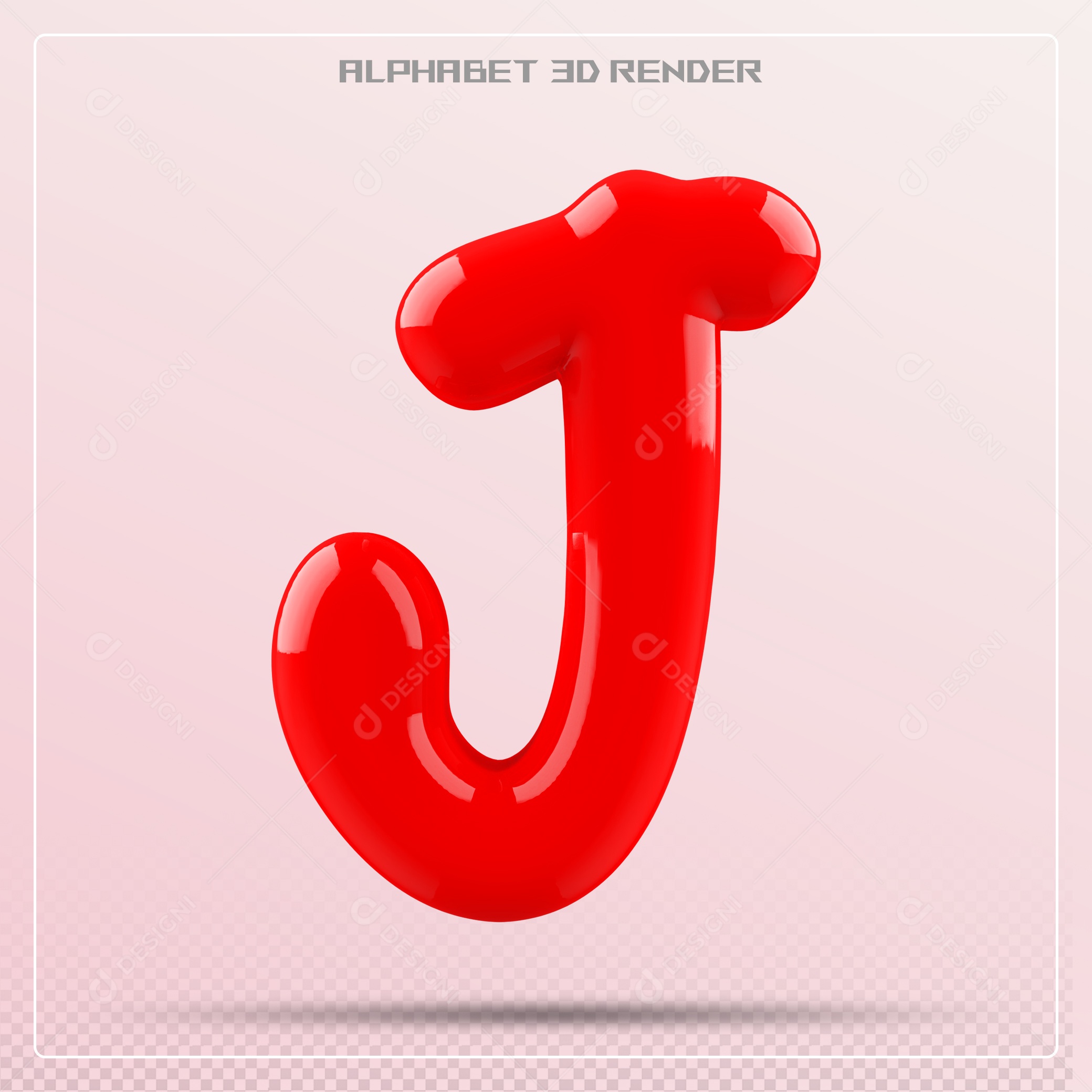 Letra Vermelha J Maiúscula Elemento 3D Para Composição PSD