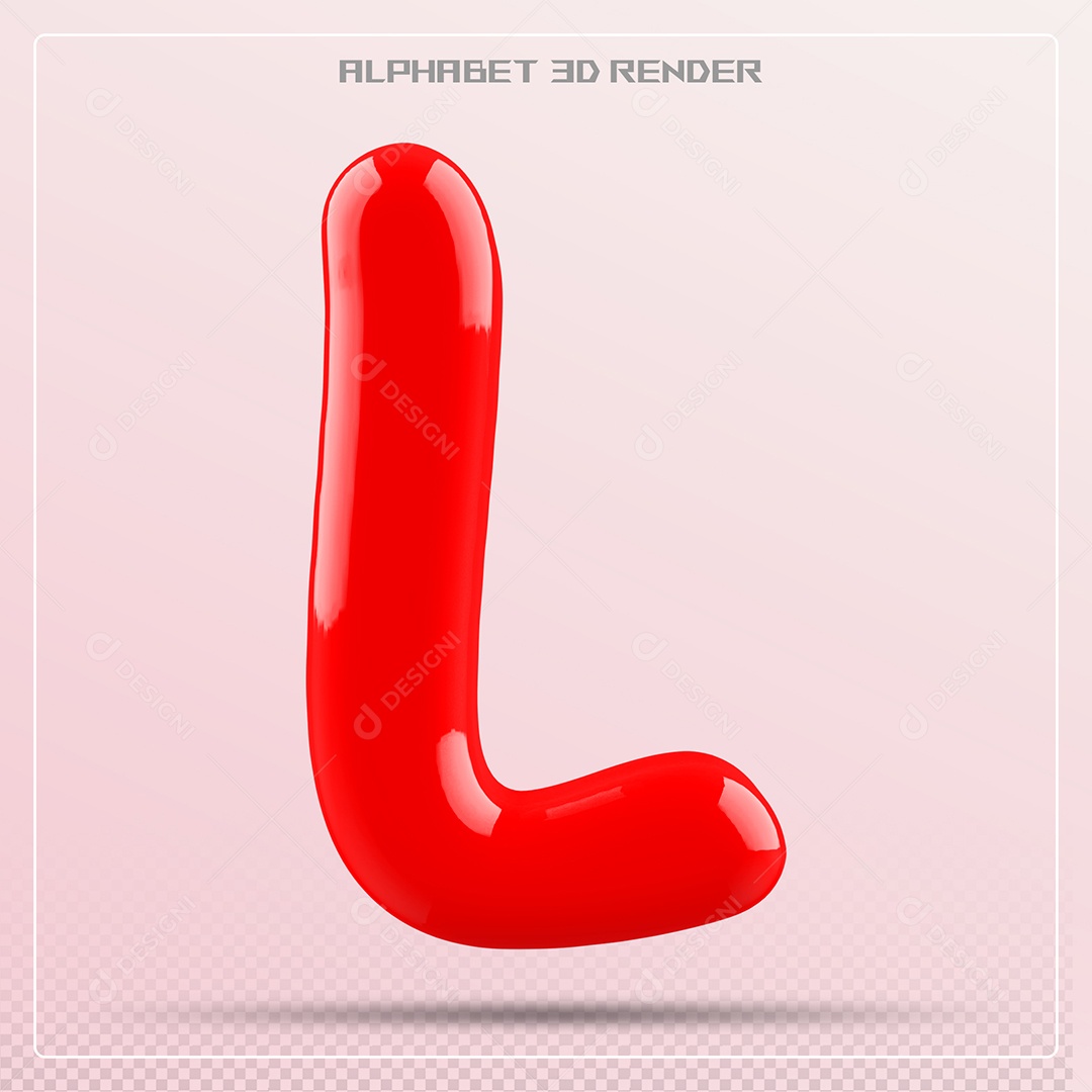 Letra Vermelha L Maiúscula Elemento 3D Para Composição PSD