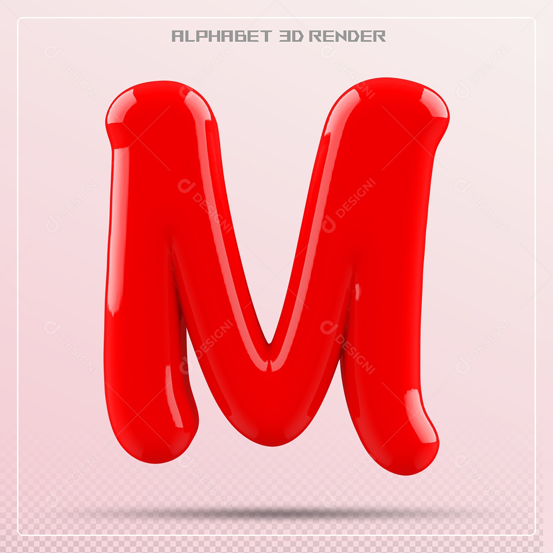 Letra Vermelha M Maiúscula Elemento 3D Para Composição PSD
