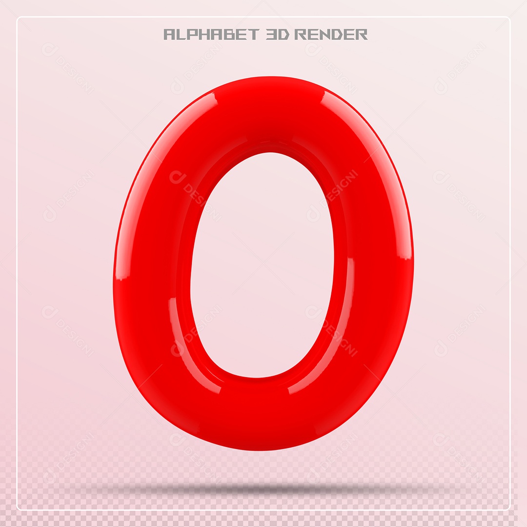 Letra Vermelha O Maiúscula Elemento 3D Para Composição PSD