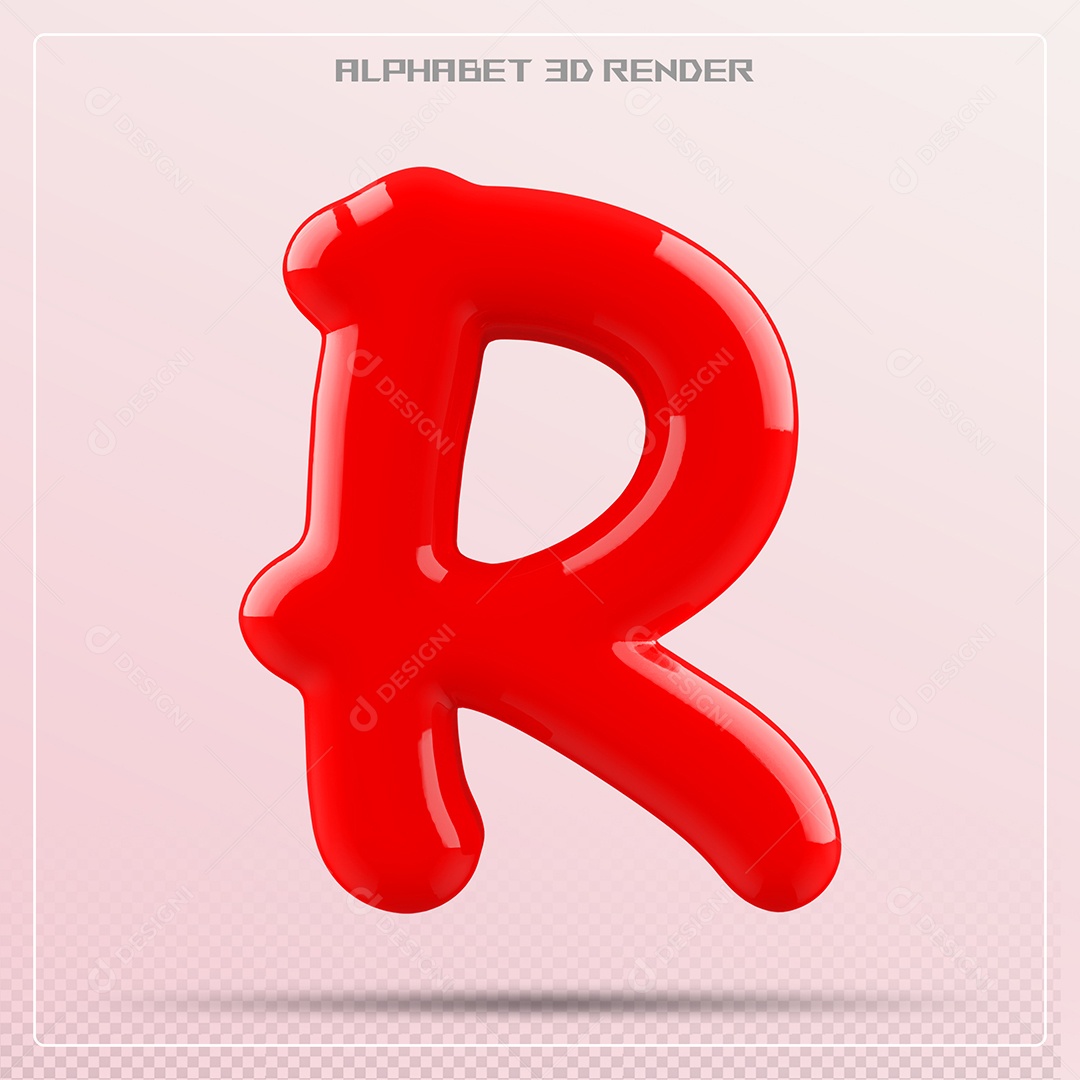 Letra Vermelha R Maiúscula Elemento 3D Para Composição PSD