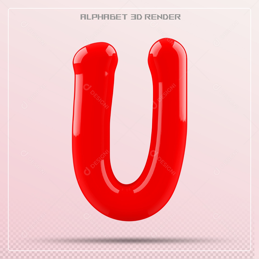 Letra Vermelha U Maiúscula Elemento 3D Para Composição PSD